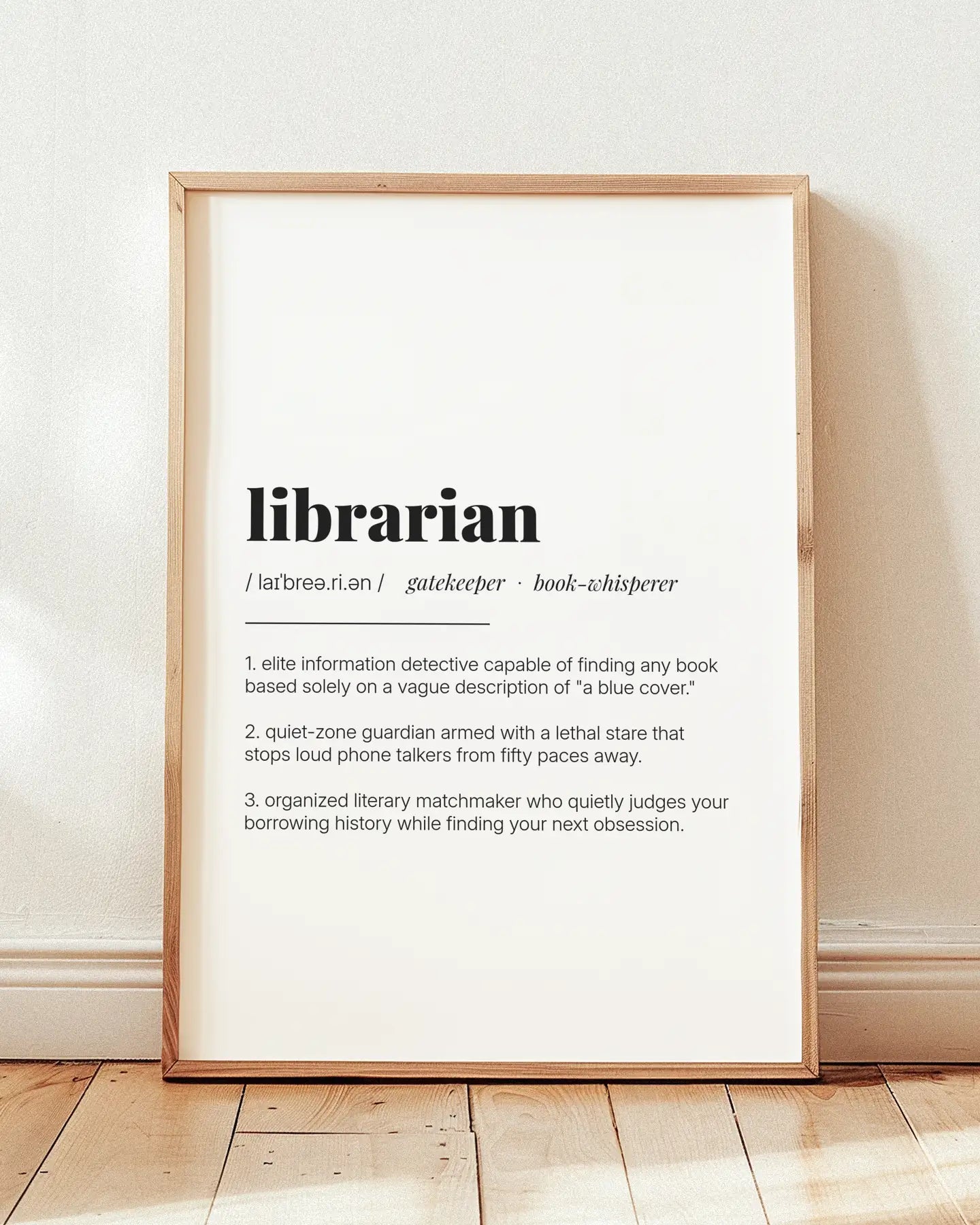 Definition Poster of Librarian on Gallery White background