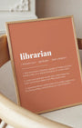 Definition Poster of Librarian on Terracotta background