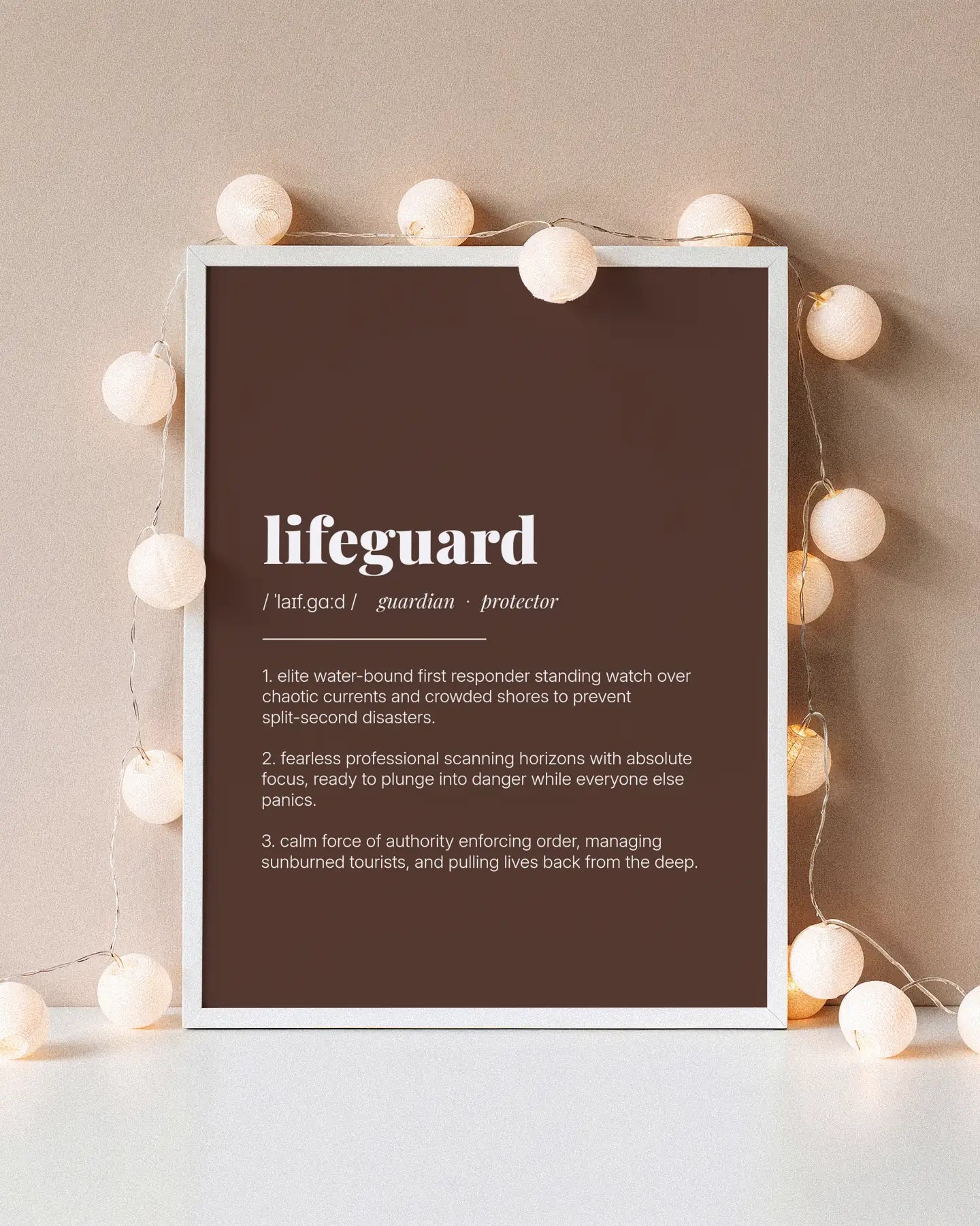 Definition Poster of Lifeguard on Espresso background
