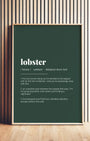 Definition Poster of Lobster on Emerald background