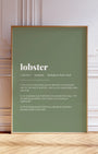 Definition Poster of Lobster on Sage Green background