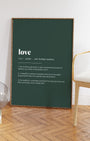 Definition Poster of Love on Emerald background