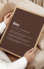 Definition Poster of Love on Espresso background