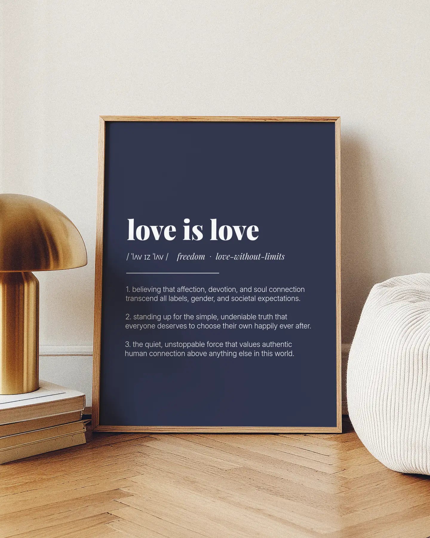 Definition Poster of Love is love on Deep Navy background
