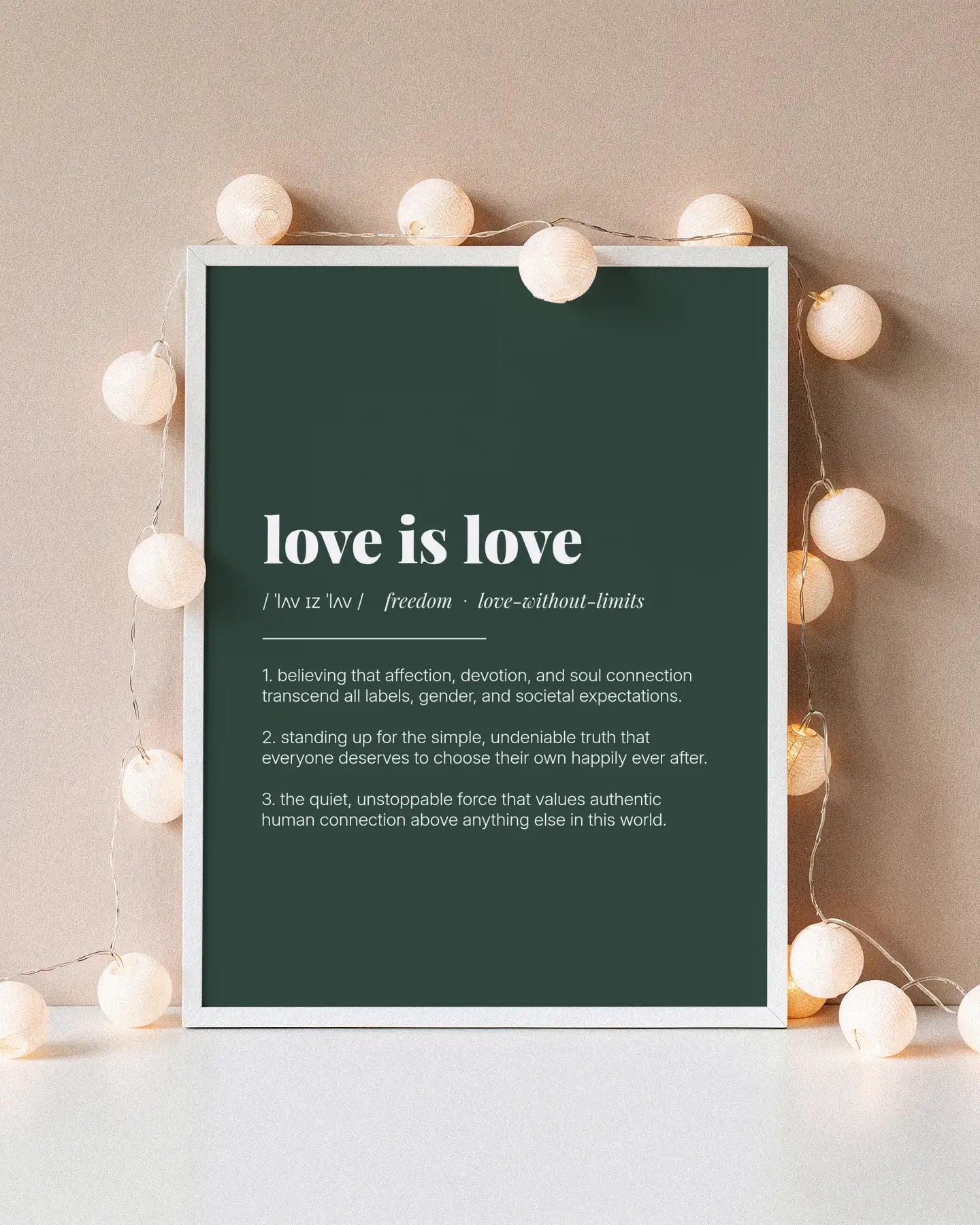 Definition Poster of Love is love on Emerald background