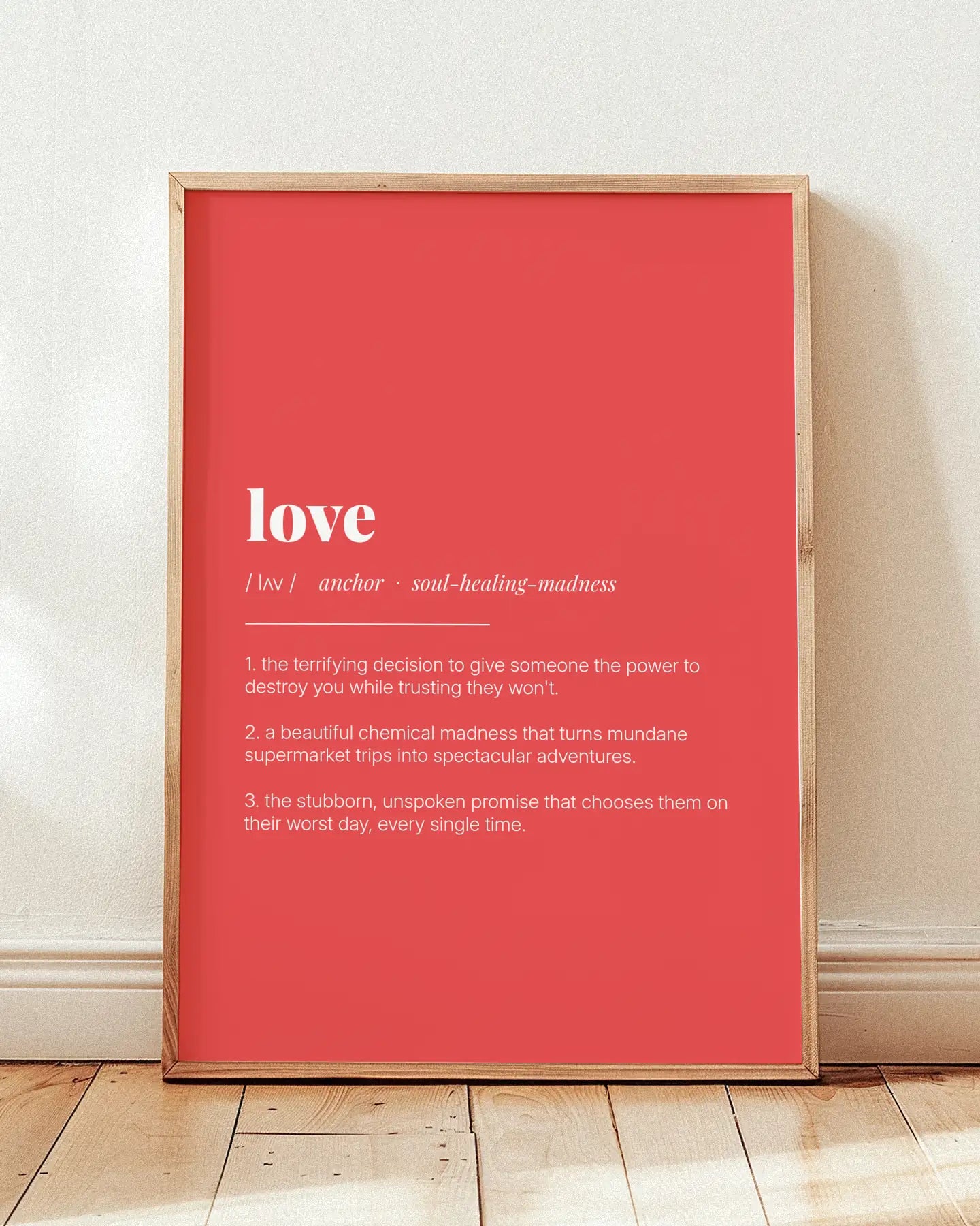 Definition Poster of Love on Strawberry background