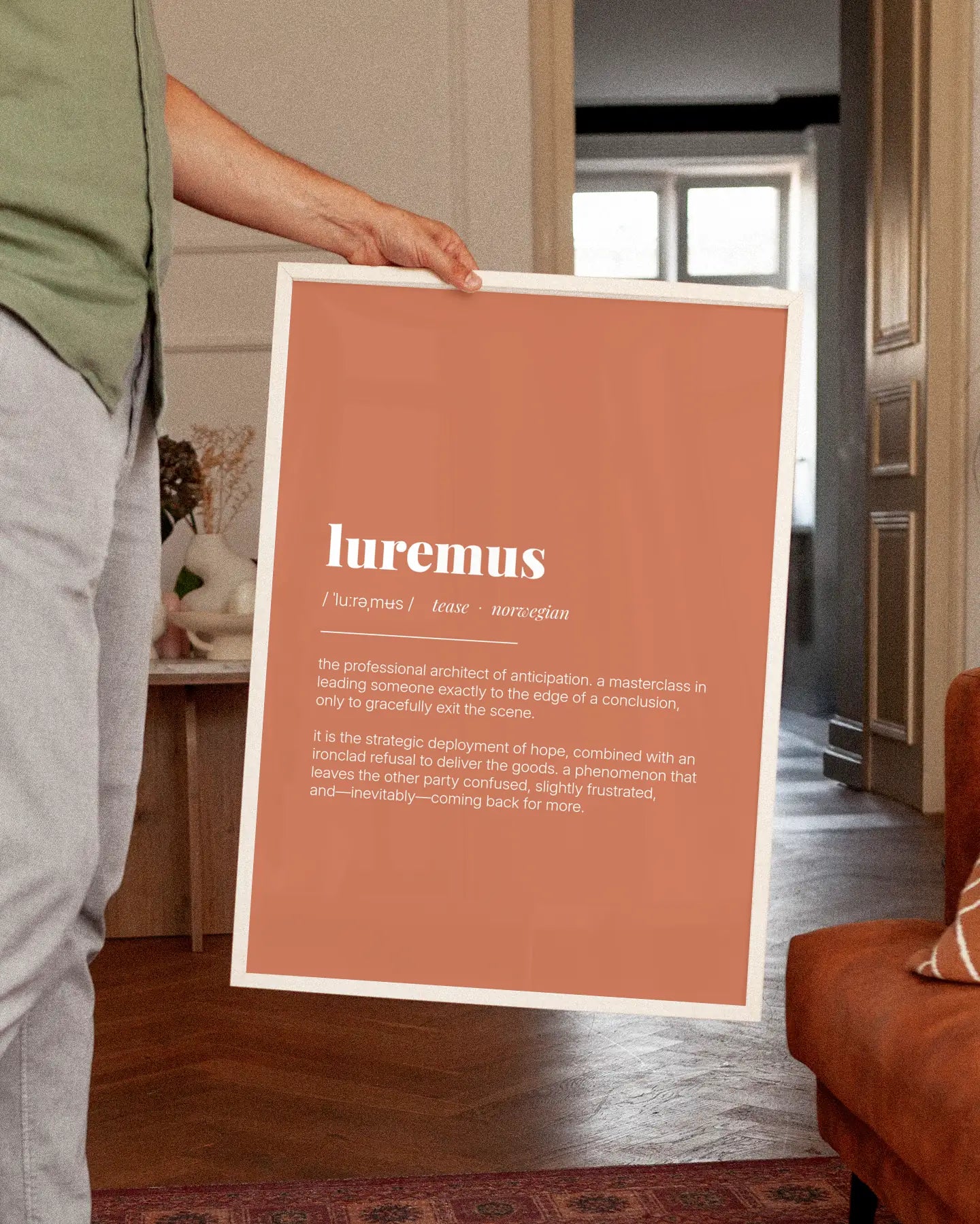 Definition Poster of Luremus on Terracotta background
