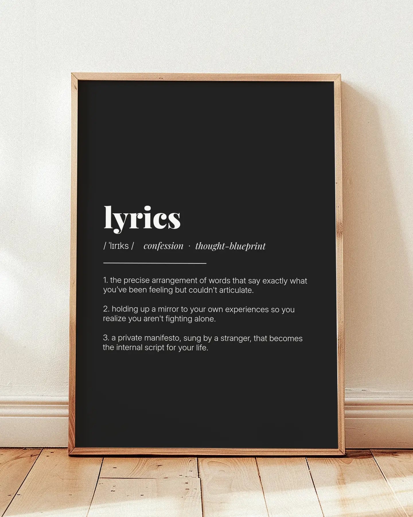 Definition Poster of Lyrics on Midnight Ink background