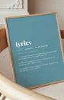 Definition Poster of Lyrics on Sea Glass background