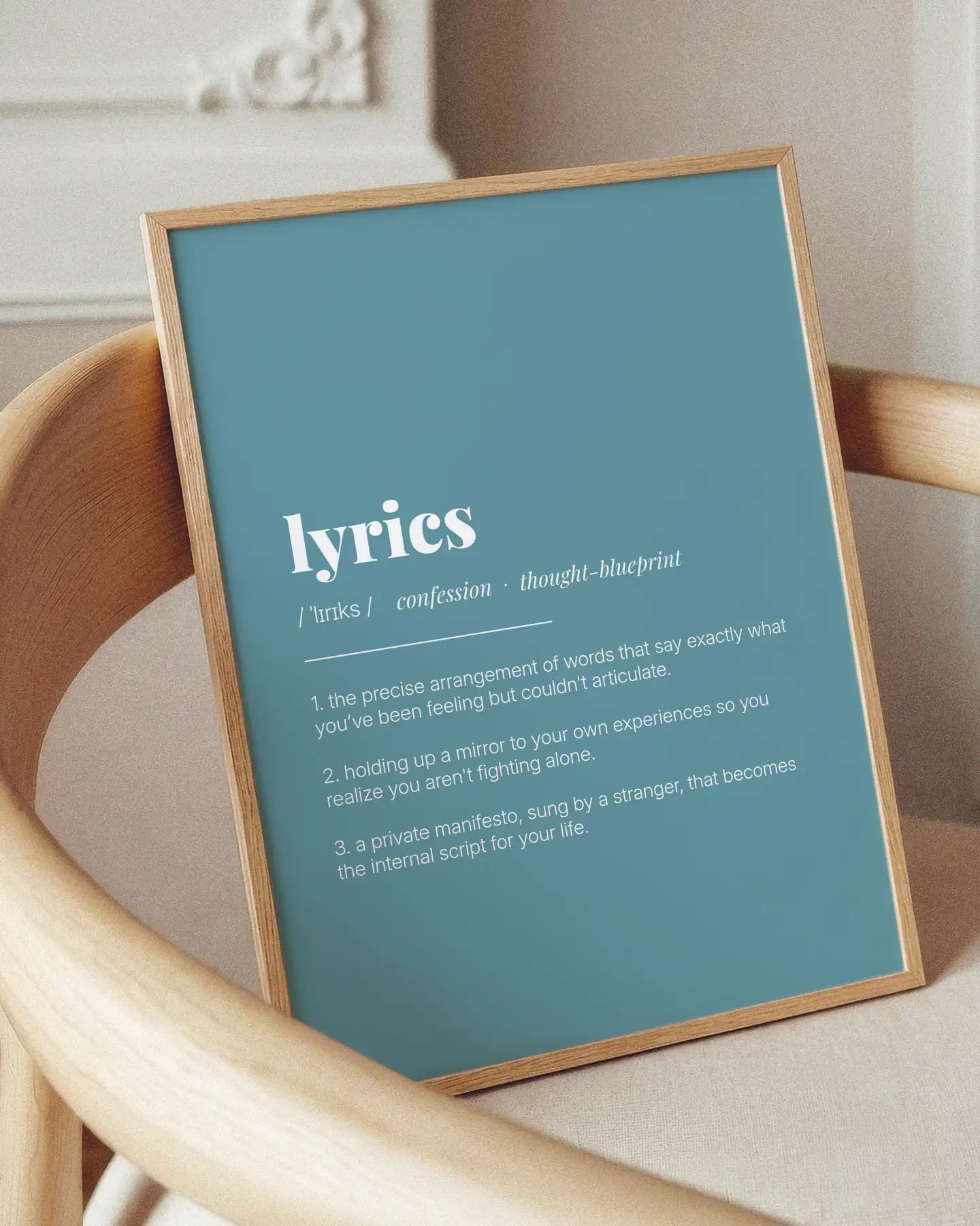 Definition Poster of Lyrics on Sea Glass background