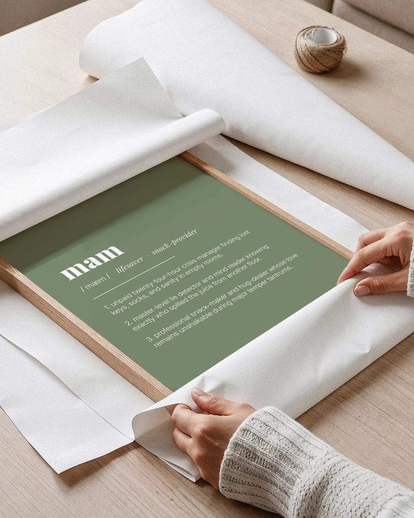 Definition Poster of Mam on Sage Green background
