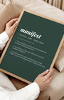 Definition Poster of Manifest on Emerald background