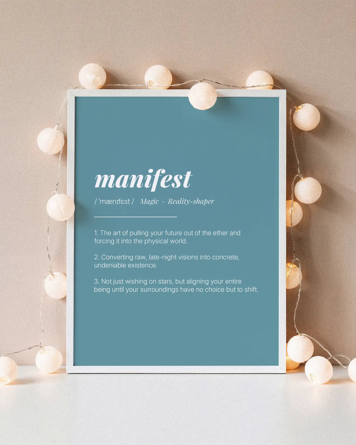 Definition Poster of Manifest on Sea Glass background
