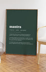 Definition Poster of Mantra on Emerald background