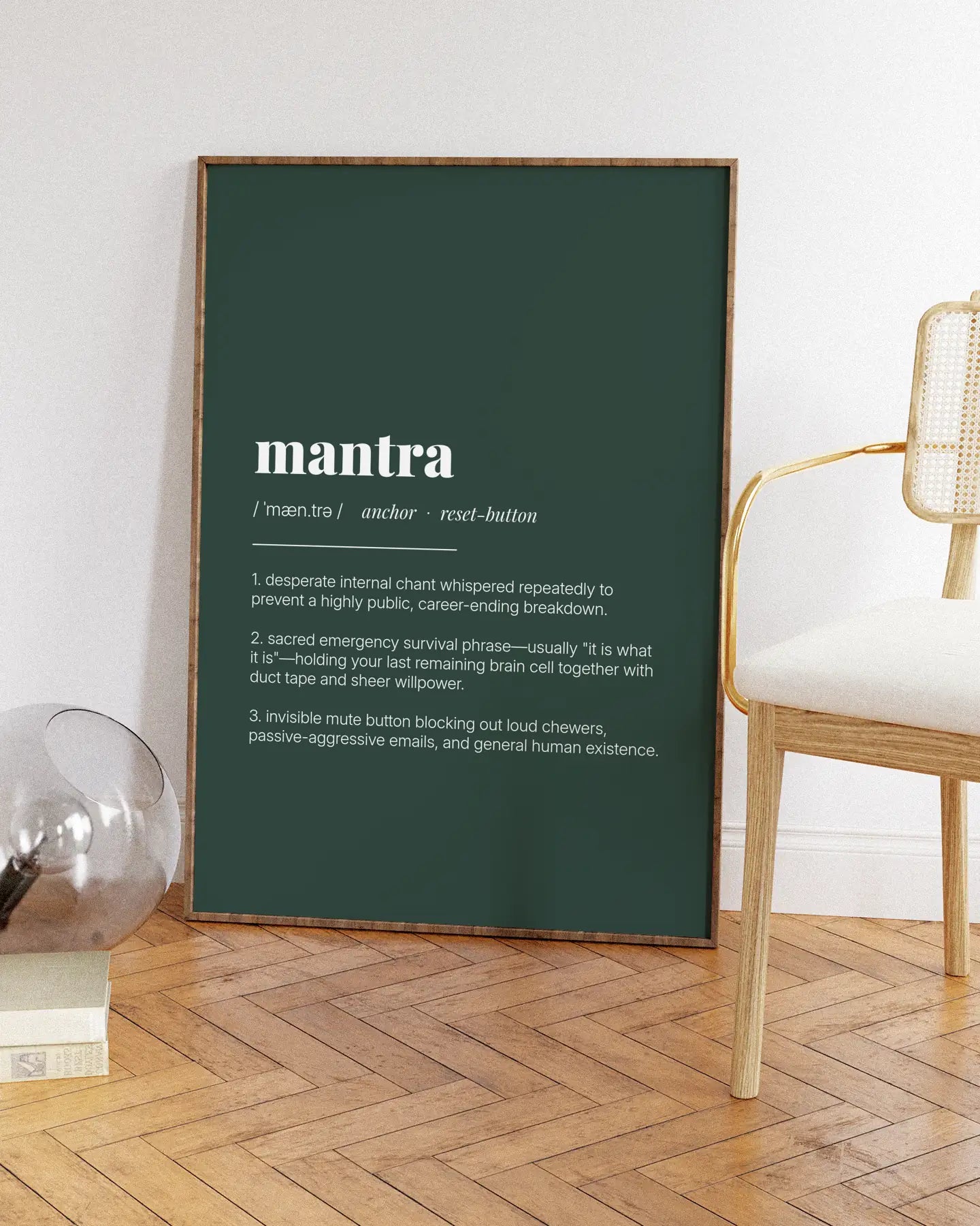 Definition Poster of Mantra on Emerald background