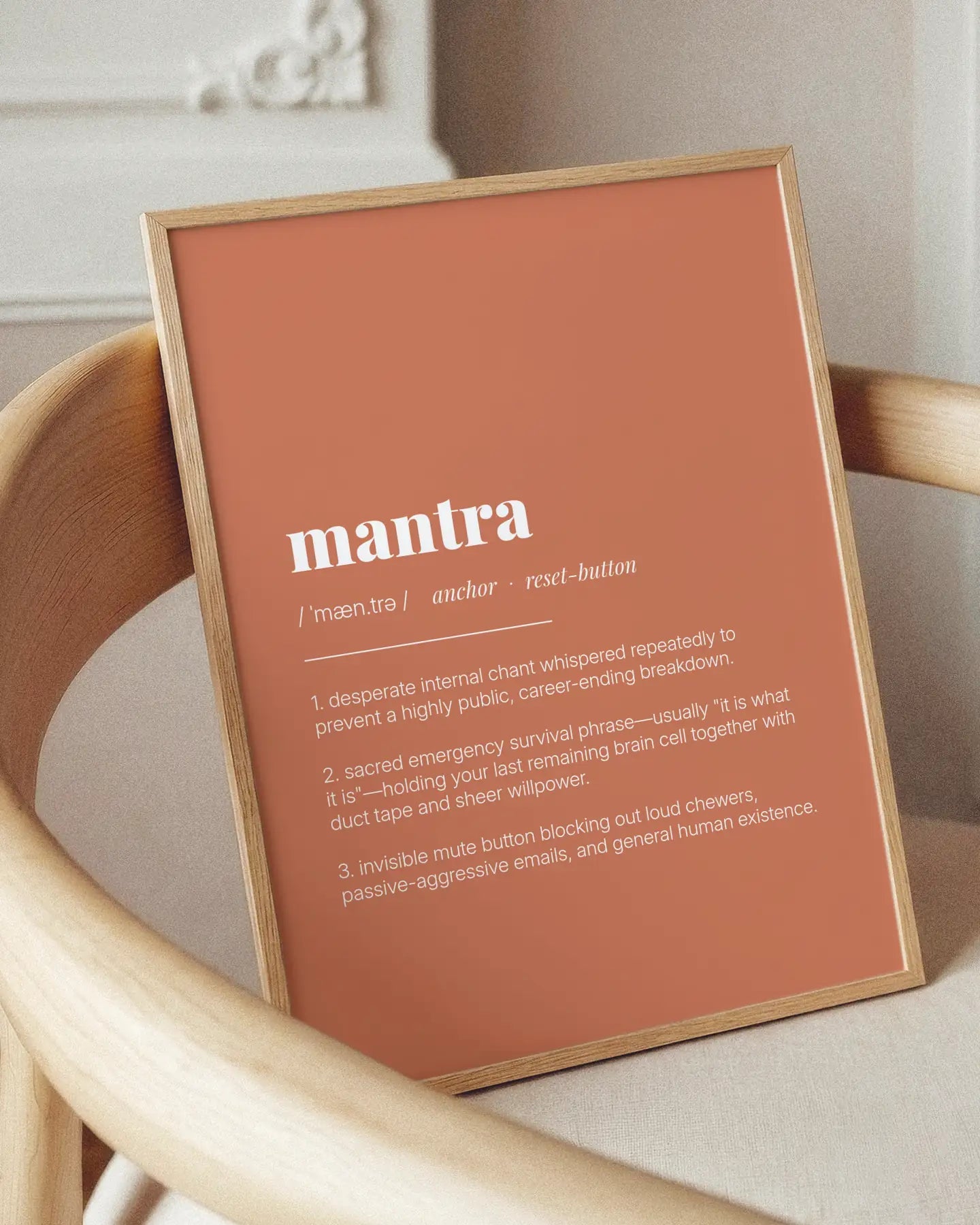 Definition Poster of Mantra on Terracotta background