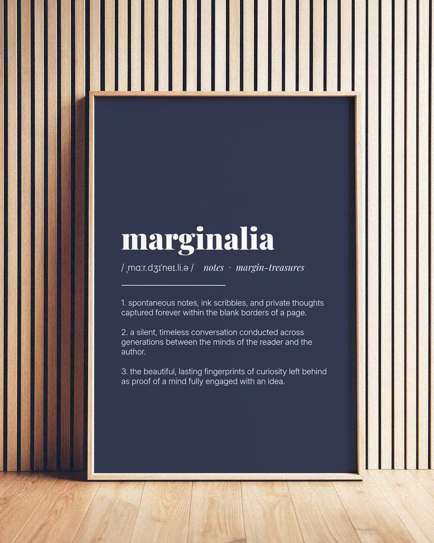 Definition Poster of Marginalia on Deep Navy background