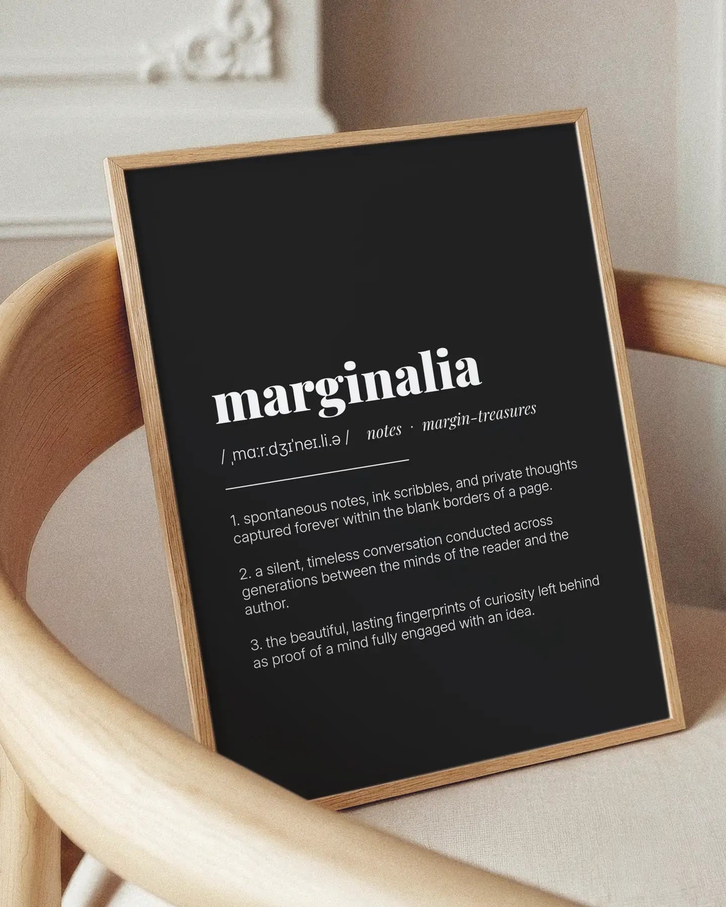 Definition Poster of Marginalia on Midnight Ink background