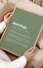 Definition Poster of Marriage on Sage Green background