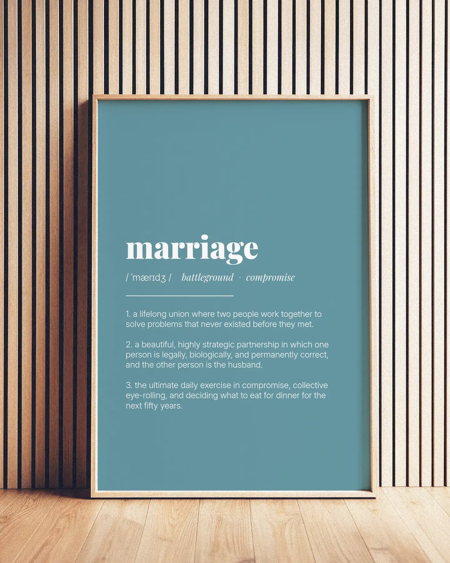 Definition Poster of Marriage on Sea Glass background