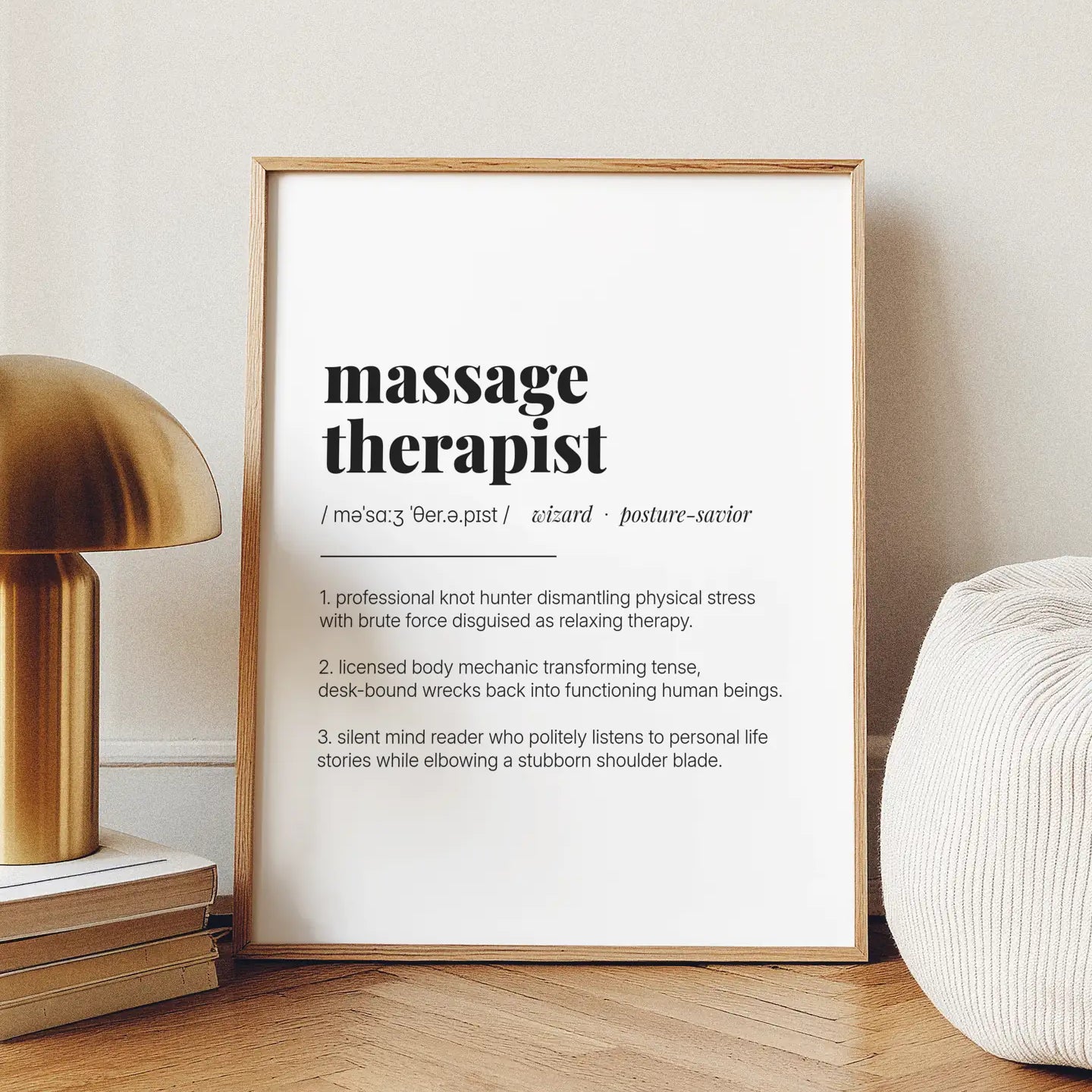 Definition Poster of Massage<br />Therapist on Gallery White background