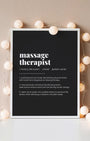 Definition Poster of Massage<br />Therapist on Midnight Ink background