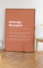 Definition Poster of Massage<br />Therapist on Terracotta background