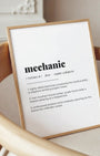 Definition Poster of Mechanic on Gallery White background