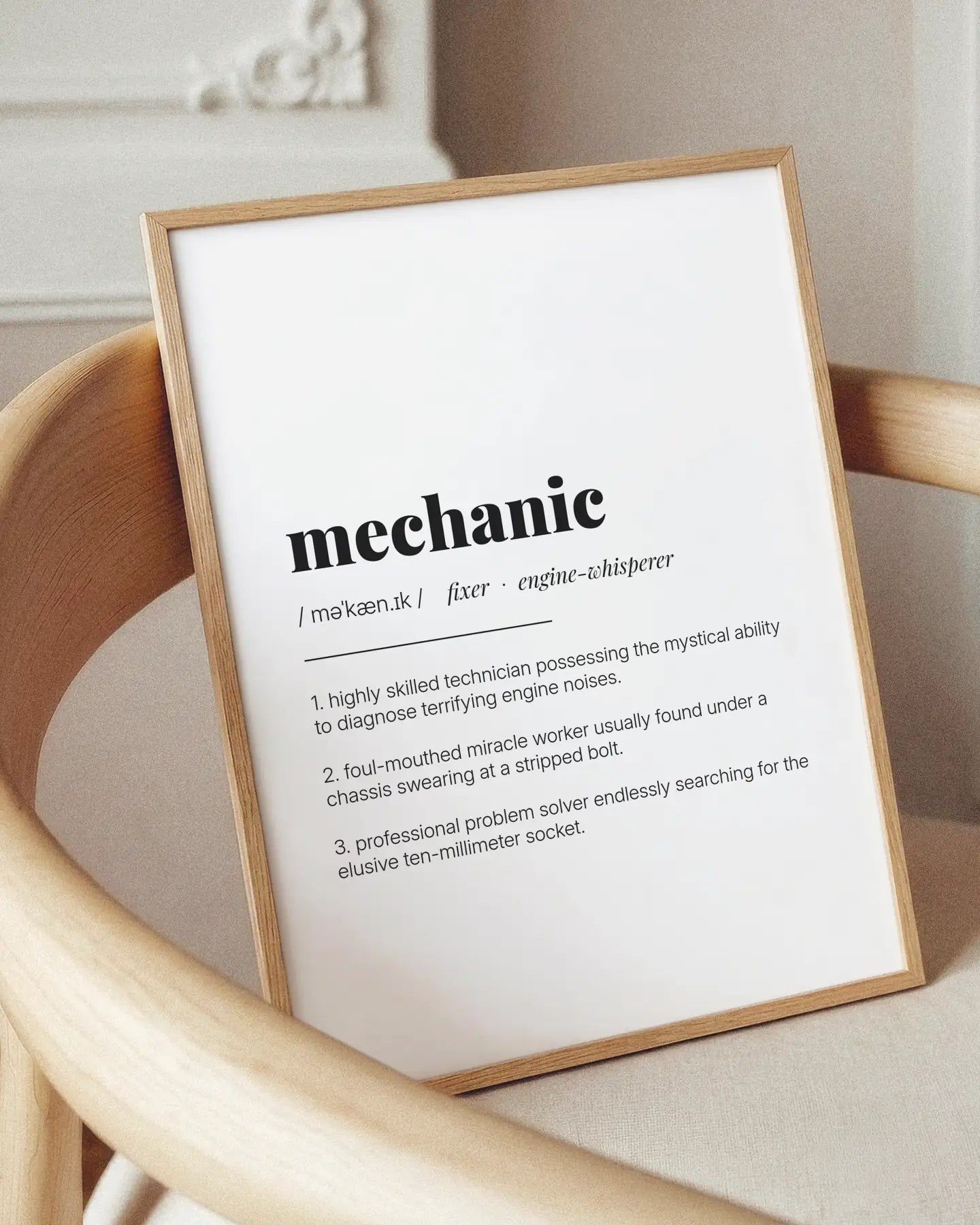 Definition Poster of Mechanic on Gallery White background