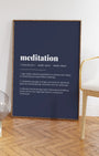 Definition Poster of Meditation on Deep Navy background