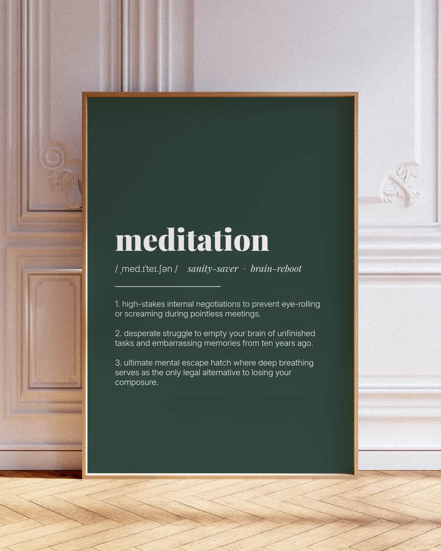 Definition Poster of Meditation on Emerald background