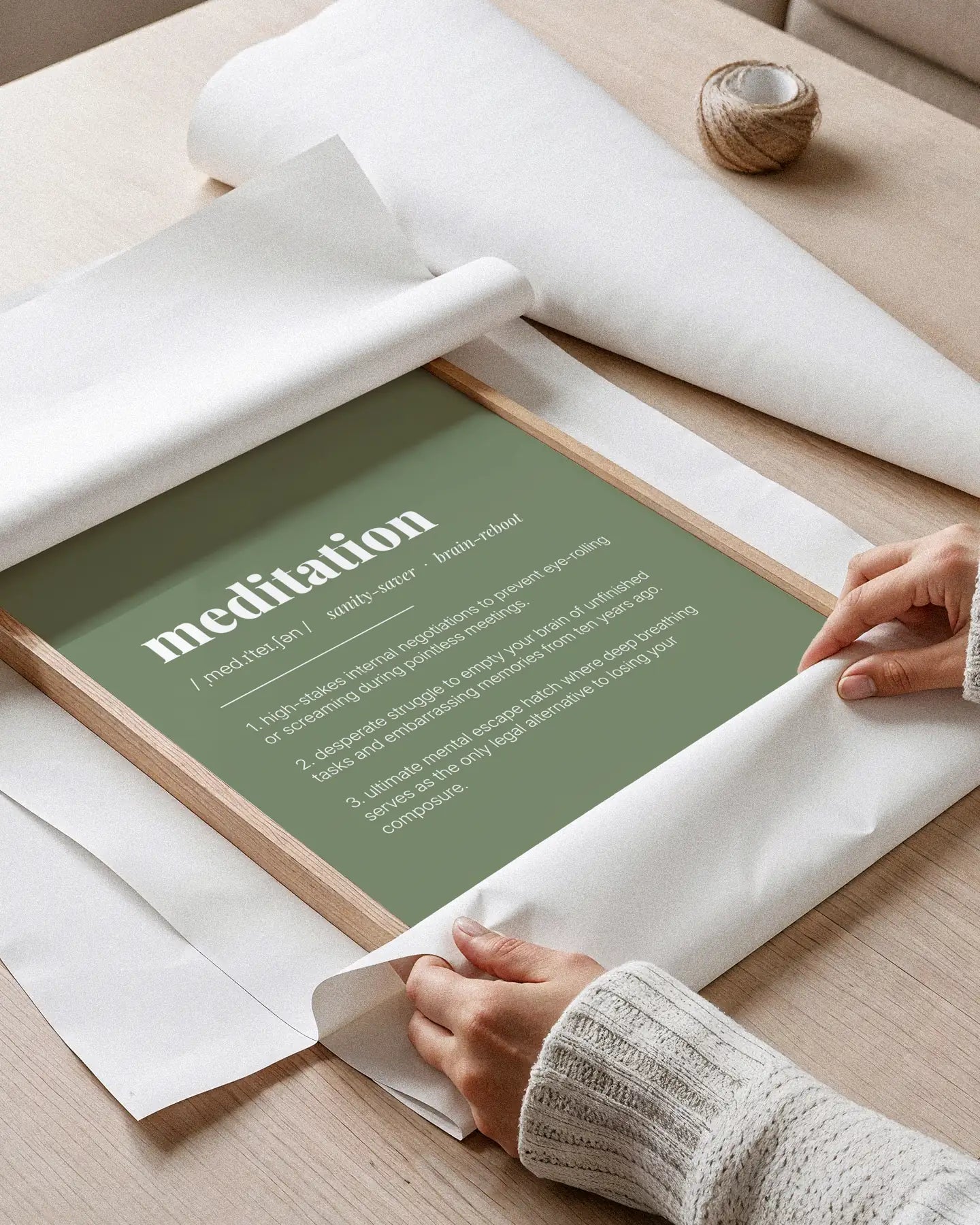 Definition Poster of Meditation on Sage Green background
