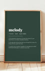 Definition Poster of Melody on Emerald background