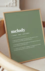 Definition Poster of Melody on Sage Green background