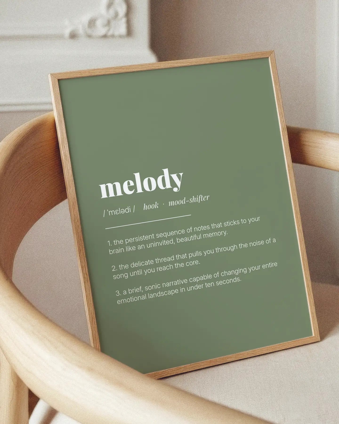 Definition Poster of Melody on Sage Green background