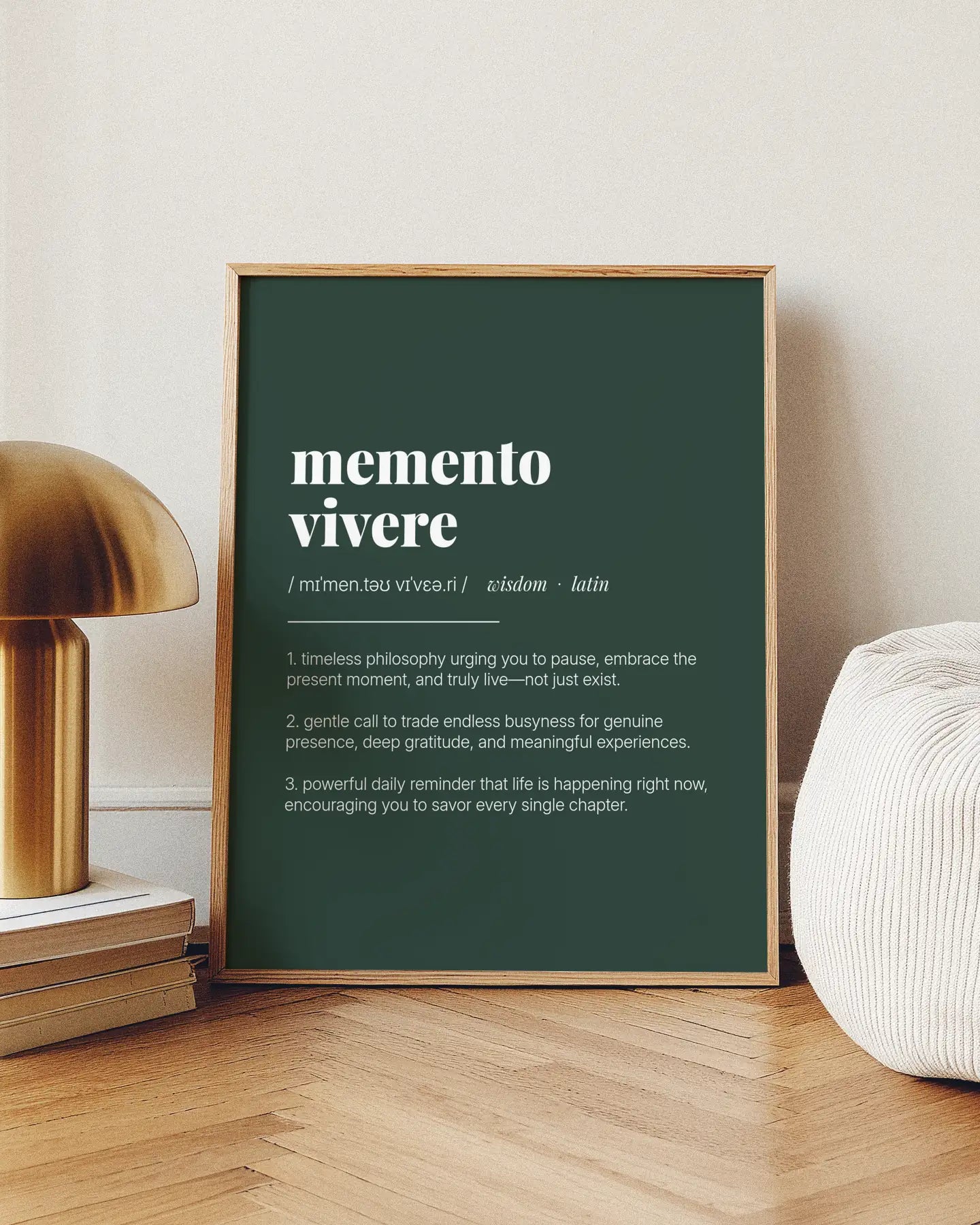 Definition Poster of Memento<br />Vivere on Emerald background