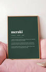 Definition Poster of Meraki on Emerald background