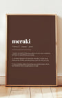 Definition Poster of Meraki on Espresso background