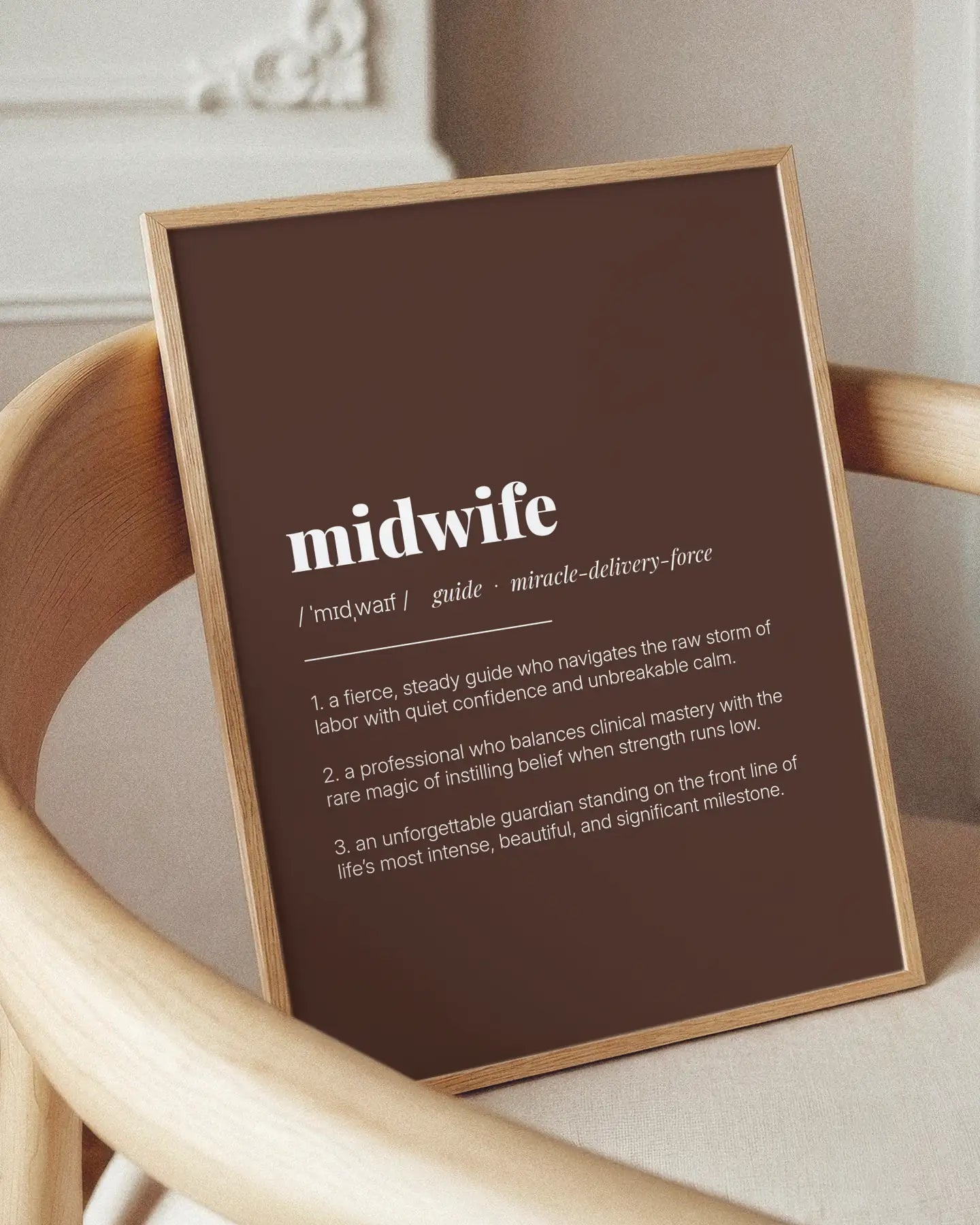 Definition Poster of Midwife on Espresso background