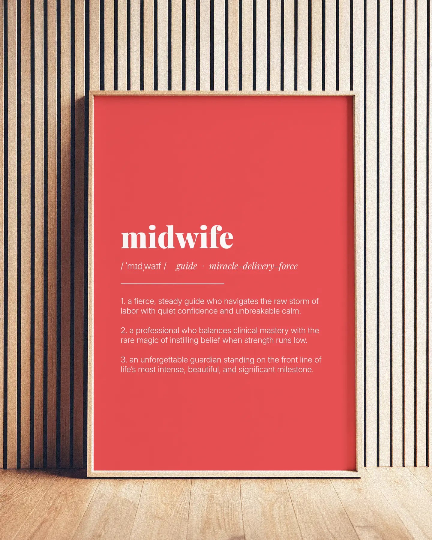 Definition Poster of Midwife on Strawberry background