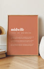 Definition Poster of Midwife on Terracotta background