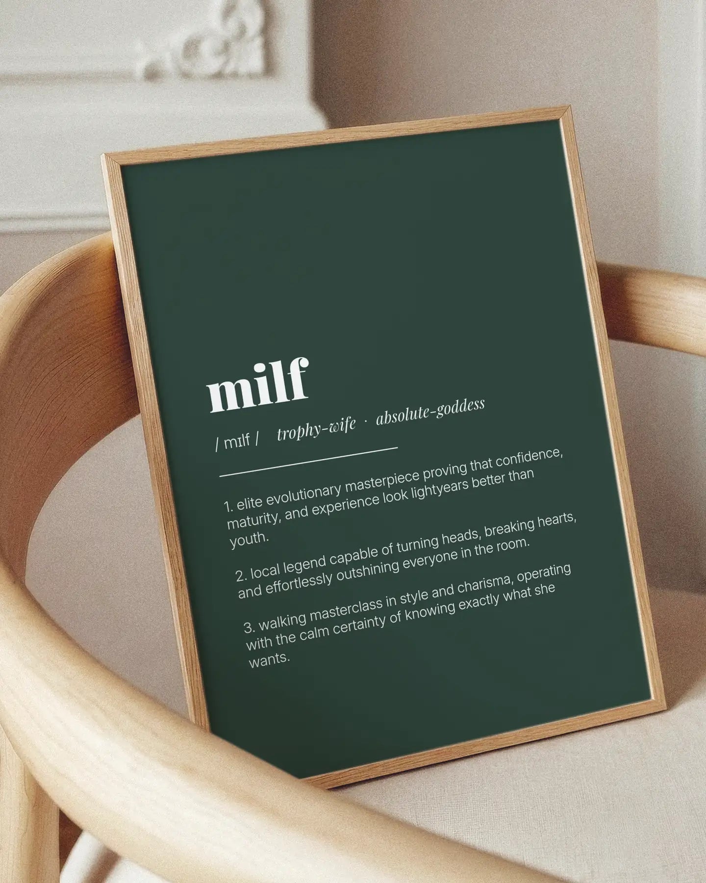 Definition Poster of Milf on Emerald background