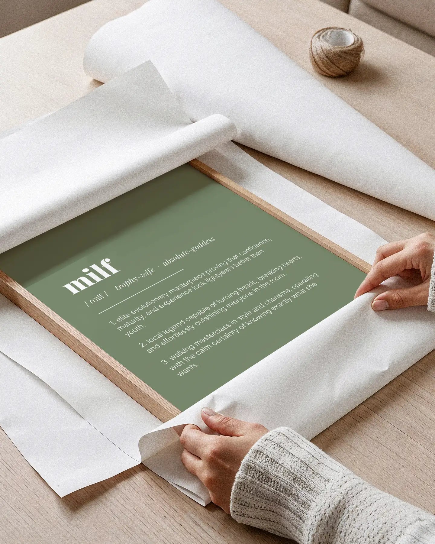 Definition Poster of Milf on Sage Green background
