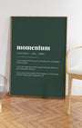 Definition Poster of Momentum on Emerald background