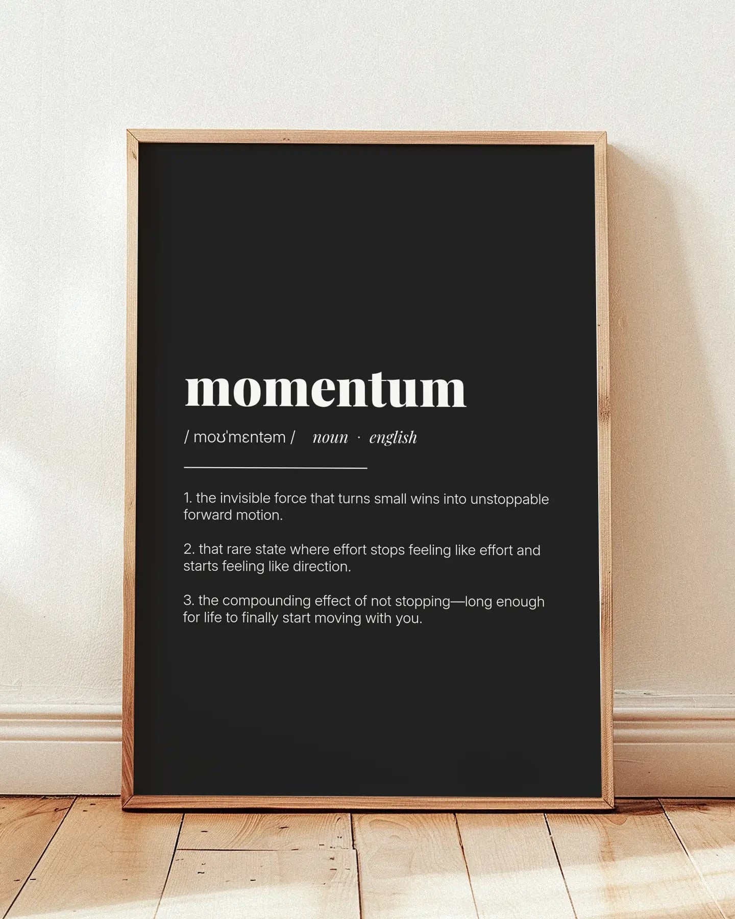 Definition Poster of Momentum on Midnight Ink background