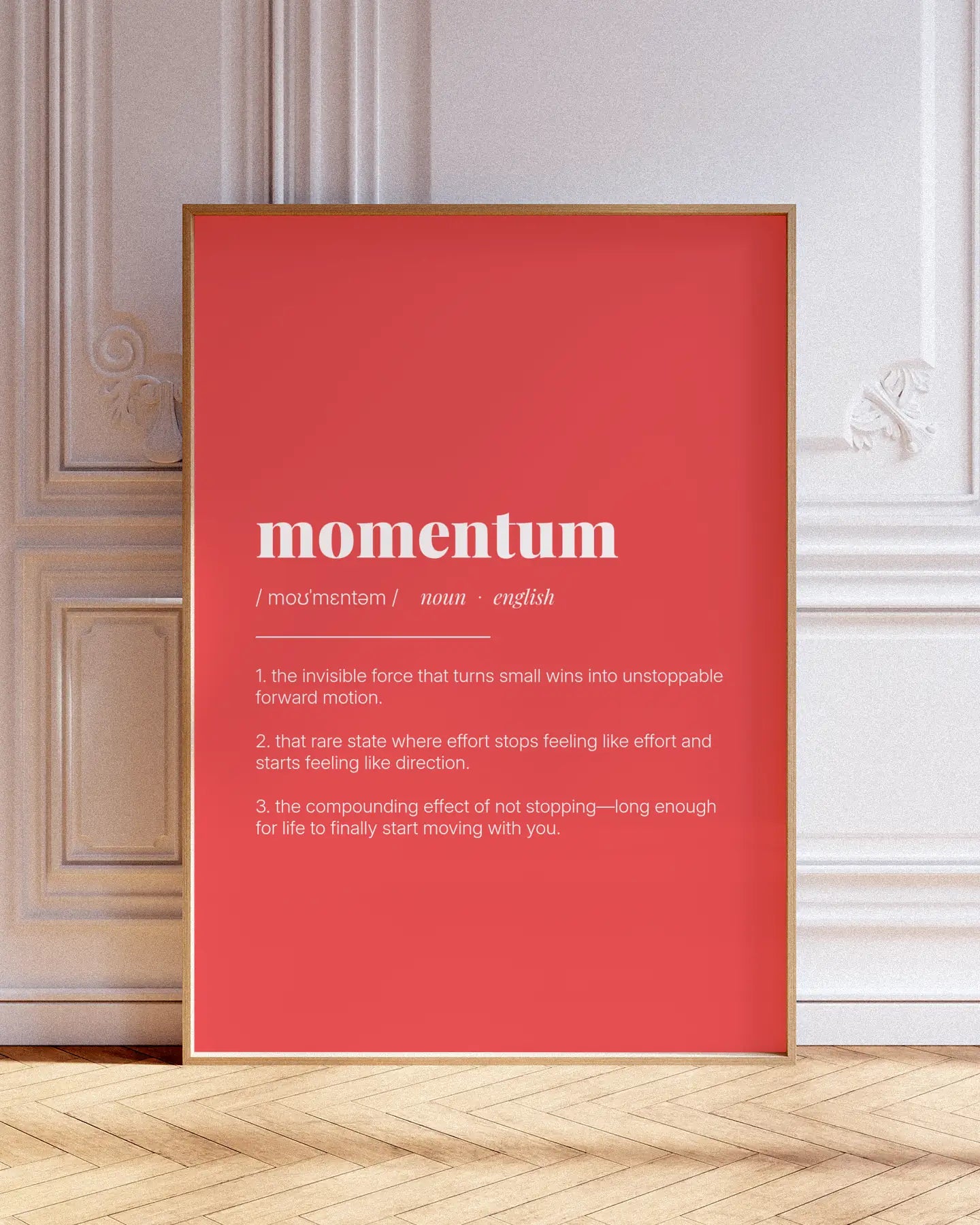 Definition Poster of Momentum on Strawberry background