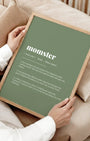 Definition Poster of Momster on Sage Green background