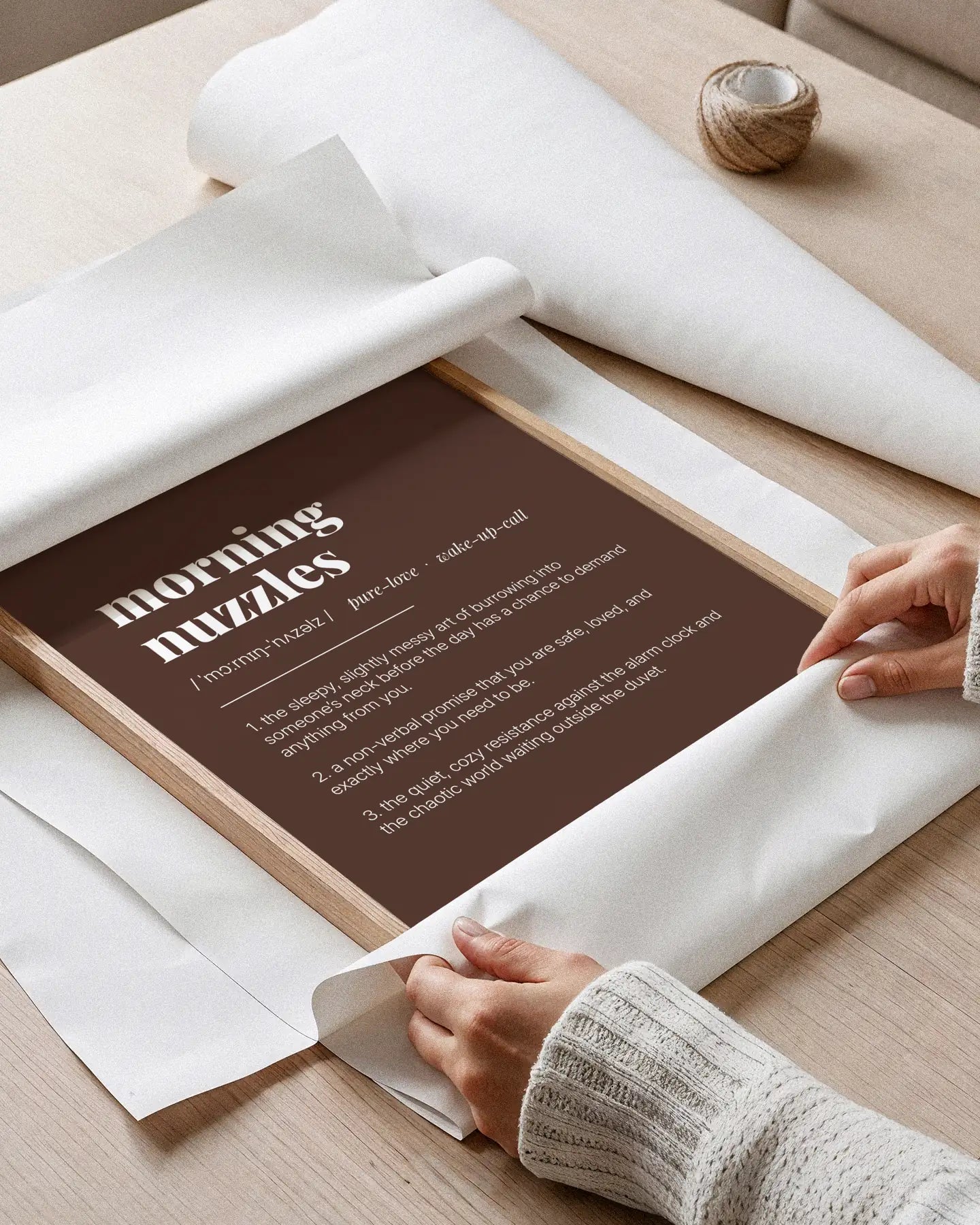 Definition Poster of Morning<br />Nuzzles on Espresso background