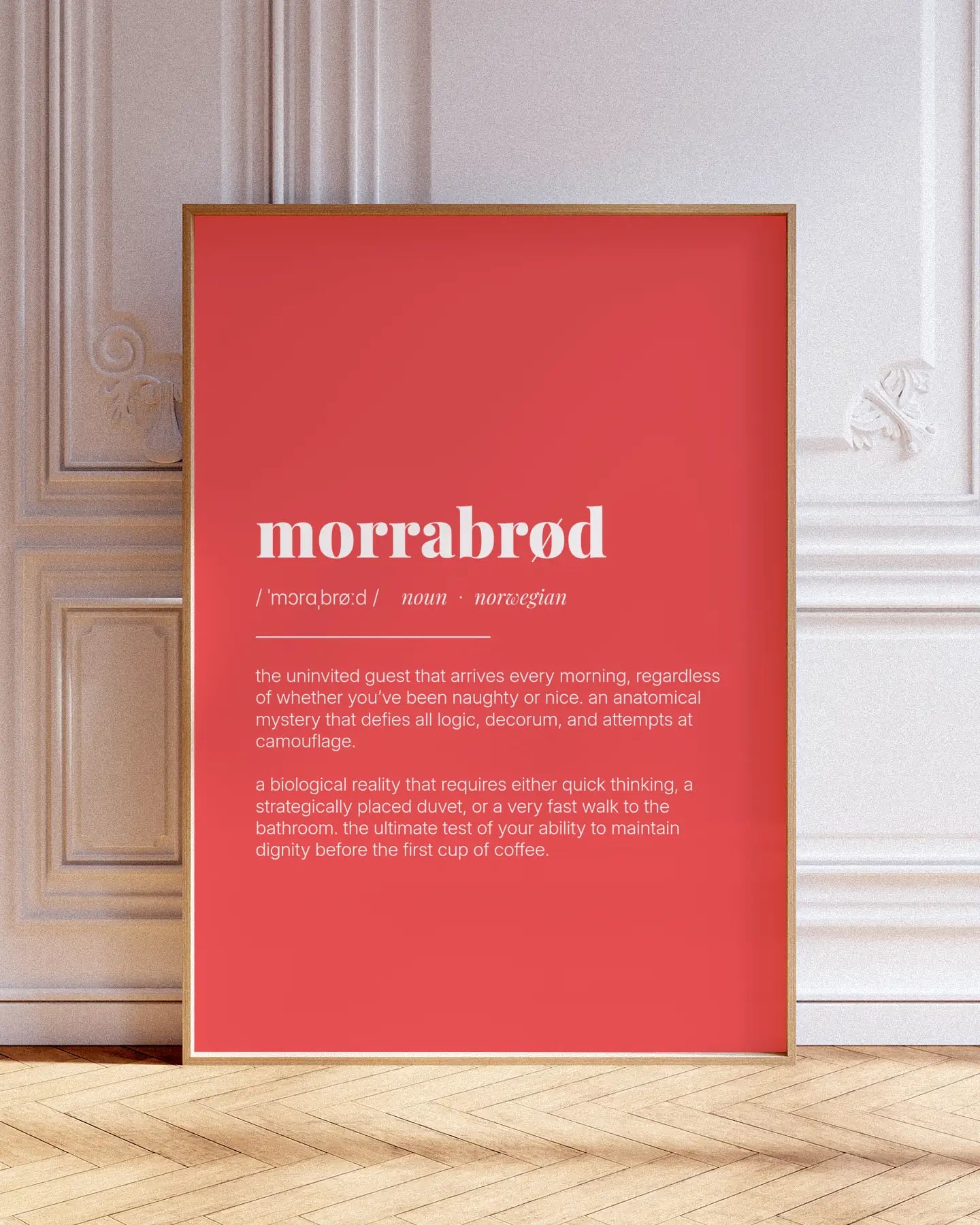 Definition Poster of Morrabrød on Strawberry background