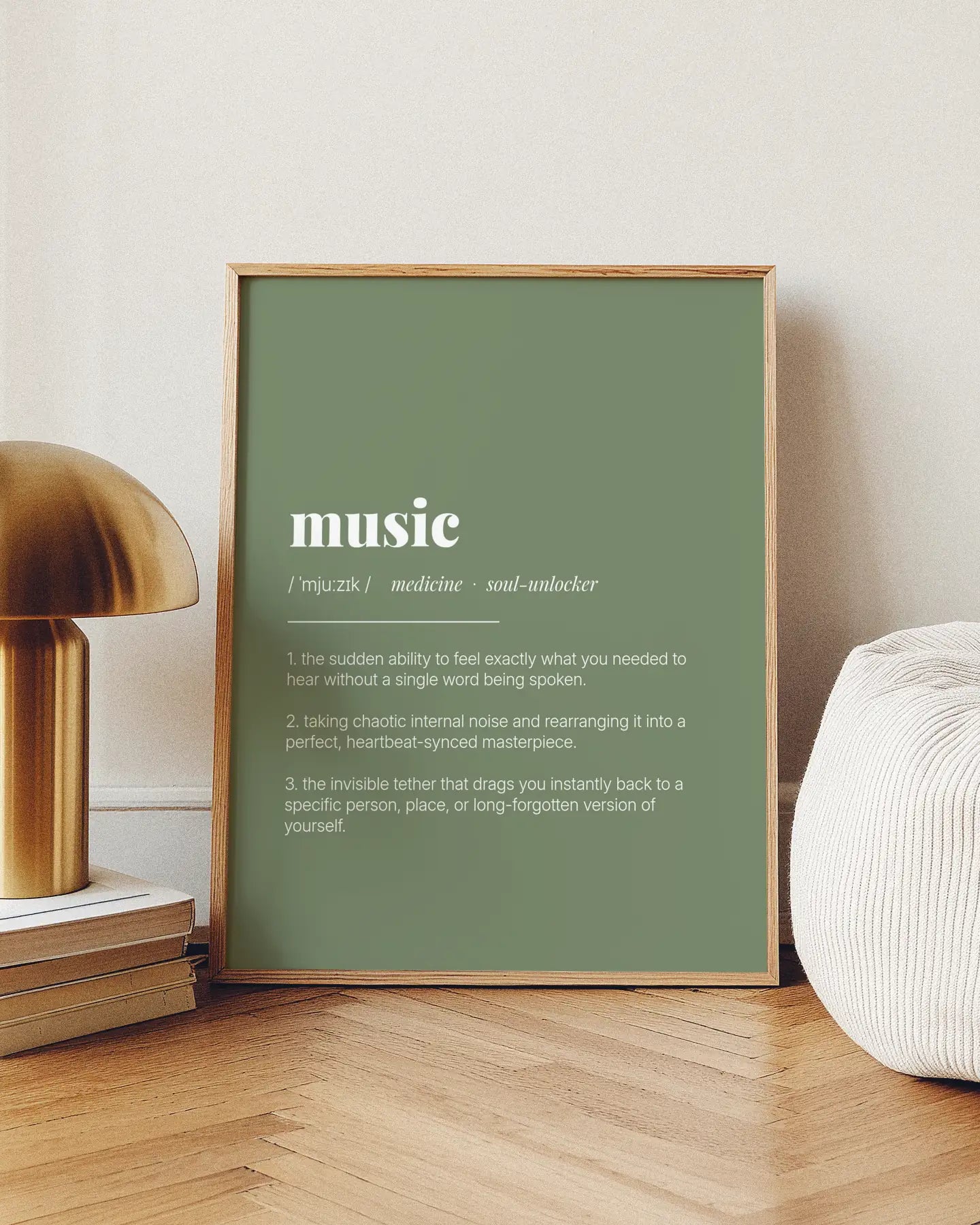 Definition Poster of Music on Sage Green background